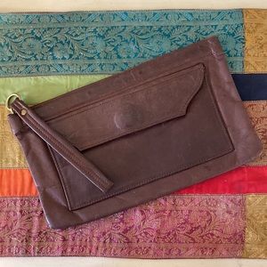 Vintage 90s Hand-Tooled Leather Clutch Wristlet Purse Handbag 👜 PNW